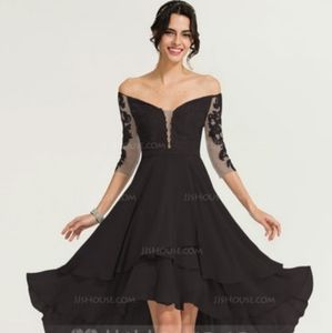 A line off shoulder dress black sequin lace